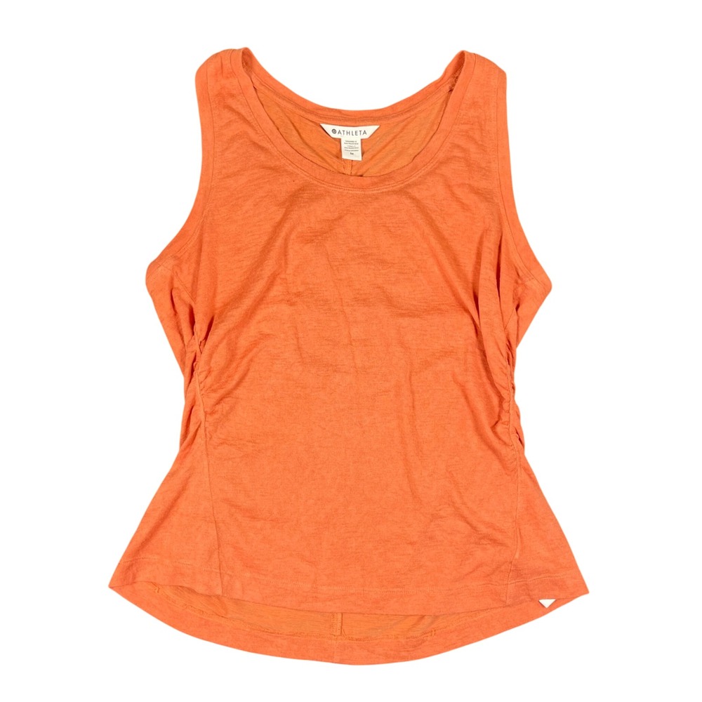 Athleta Orange Ruched Side Tank Top Women's Size M Sleeveless Athletic Top